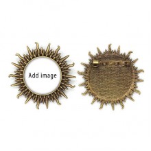 Vintage Metall Sonne Brosche Haken Pin