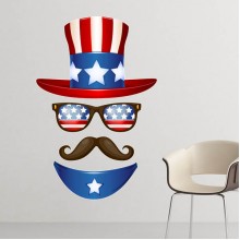 America Uncle Sam Pattern Illustration Removable Wall Sticker City Buildings Art Decals Mural DIY Wallpaper for Room Decal