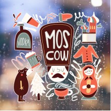 棕熊套娃俄罗斯莫斯科文化图案墙贴