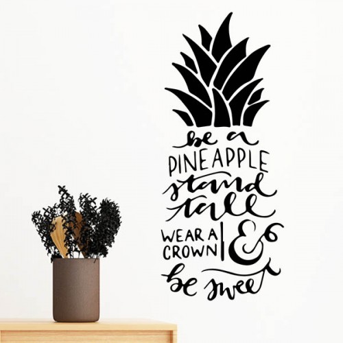 Be a Pineapple Stand Tall Wear a Crown & Be Sweet Motivation Encouragement Quotes Outline  Removable Wall Sticker Art Decals Mural DIY Wallpaper for Room Decal