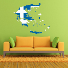 Greek Flag Map Decal Wall Sticker