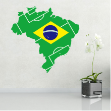 Map of Brazil flag wall sticker