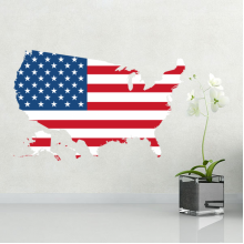 America Flag Shape Map USA Map Removable Wall Sticker Art Decals Mural DIY Wallpaper for Room Decal