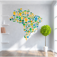 Cartoon Brazil map wall sticker