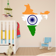 India Flag Map Decal Wall Sticker