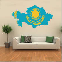 Kazakhstan Flag Map Decal Wall Sticker