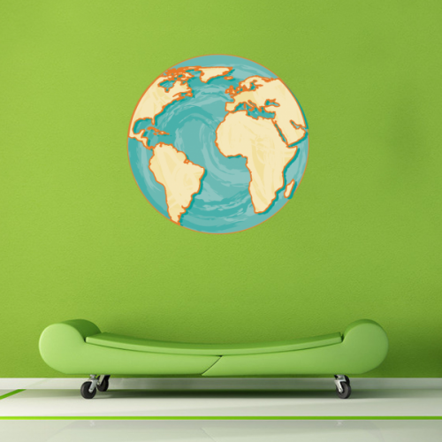 世界地图地球插画墙贴纸学校教室宿舍背景墙家居卧室房间装饰