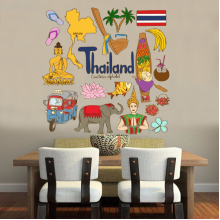 泰国标志插画装饰墙贴