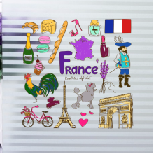 France illustration wall sticker