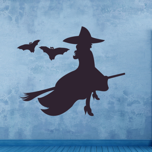 万圣节飞翔的女巫墙贴纸学校教室宿舍背景墙家居卧室房间装饰