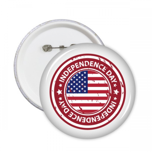 USA America Independence Day Flag Circle Postmark Illustration Pattern Round Pin Badge Button 5pcs