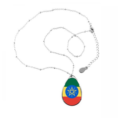 ethiopia national flag afcountry symbol mark pattern teardrop shape pendant necklace