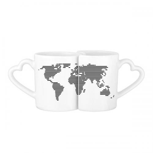 Simple Black White Line World Map Illustration Pattern Lovers' Mug Lover Mugs Set White Pottery Cerac Cup Milk Coffee Cup with Handles Simple Black White Line World Map Illustration Pattern Lovers' Mug Lover Mugs Set White Pottery Cerac Cup Milk Coffee Cup with Handles