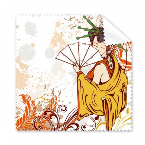 japan culture japanese style sexy geisha kimono fan  hand-decorated illustration pattern glasses cloth cleaning cloth ph screen cleaner 5pcs