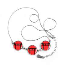 japanese style japan culture national flag shinto shrine archway torii  brush painting pattern round shape pendant neckljewelry with chain decoration