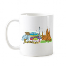 Spain Barcelona Monument A Colon Sagrada Falia Watercolor Classic Mug White Pottery Cerac Cup Milk Coffee With Handles 350 ml Spain Barcelona Monument A Colon Sagrada Falia Watercolor Classic Mug White Pottery Cerac Cup Milk Coffee With Handles 350 ml