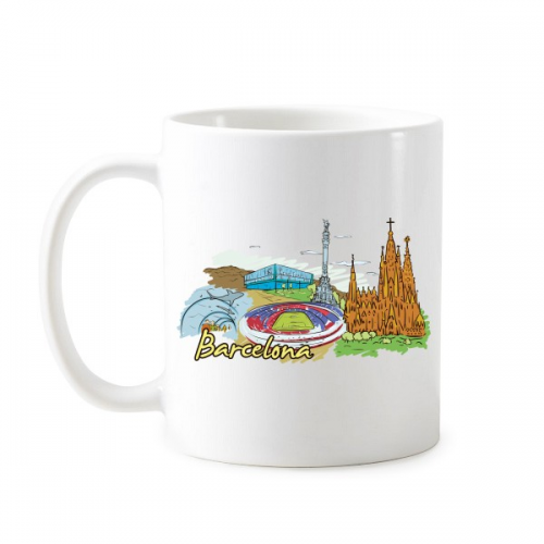 Spain Barcelona Monument A Colon Sagrada Falia Watercolor Classic Mug White Pottery Cerac Cup Milk Coffee With Handles 350 ml Spain Barcelona Monument A Colon Sagrada Falia Watercolor Classic Mug White Pottery Cerac Cup Milk Coffee With Handles 350 ml