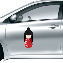 japan culture cute girl red kimono  doll art illustration pattern car sticker on car styling decal motorcycle stickers for car accessories