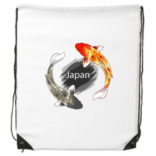 japan culture white red black carp totem hand-decorated art illustration pattern drawst backpack fine lines shopping shoulder environmental polyester bag japan culture white red black carp totem hand-decorated art illustration pattern drawst backpack fine lines shopping shoulder environmental polyester bag
