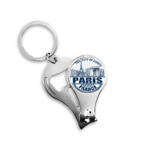 巴黎法国地标国旗风景名胜人文风俗插画图案 汽车钥匙扣多功能指甲刀金属指甲剪圈环开瓶器礼品挂件