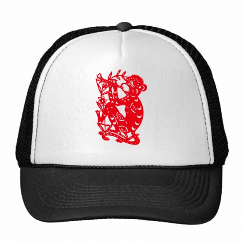 Papercut Zodiac Monkey China Chinese Traditional Culture Art Window Flowers Trucker Hat Baseball Cap Nylon Mesh Hat Cool Children Hat Adjustable Cap
