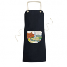 荷兰阿姆斯特丹运河梵高博物馆水彩画 黑色家居厨房围裙咖啡厅网咖奶茶店工作服礼物礼品