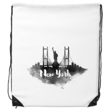 美国纽约水墨城市 背包艺术新款休闲购物包环保运动双肩拉带包礼物