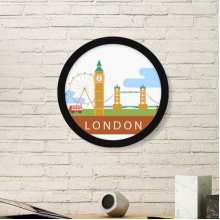London Bridge UK England Big Ben The London Eye Illustration Round Simple Picture Frame Art Prints of Paintings Home Wall Decal