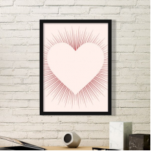 情人节红色粉色心形放射图案 黑色简约装饰画家居装饰画框礼品礼物