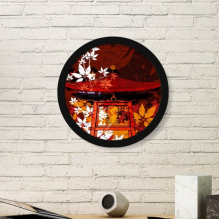 japan culture japanese style  pavilion hand-decorated illustration pattern round simple picture frame art prints of paintings home wall decal
