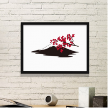 japan culture japanese style red black branch   outline art illustration pattern simple picture frame art prints of paintings home wall decal