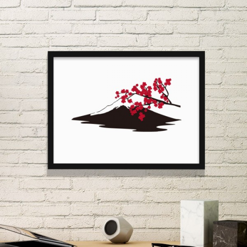 japan culture japanese style red black branch   outline art illustration pattern simple picture frame art prints of paintings home wall decal