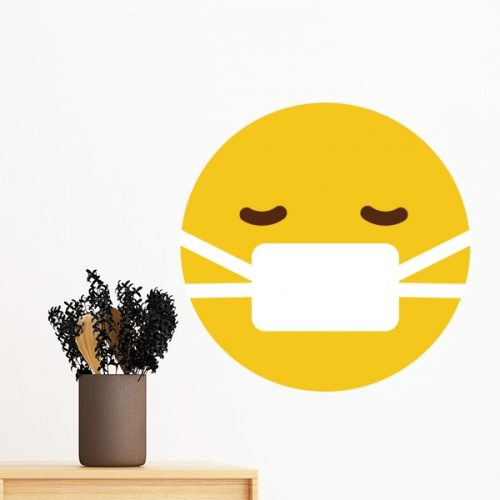 Sick Head Yellow Cute Lovely Online Chat Happy Illustration Pattern Removable Wall Sticker Art Decals Mural DIY Wallpaper for Room Decal