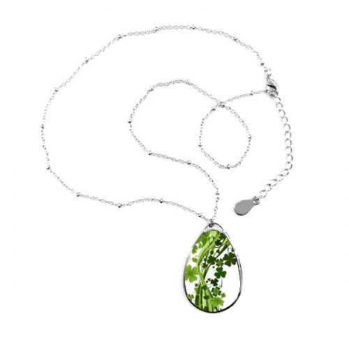 四叶草树状爱尔兰圣帕特里克节 泪珠形金属项链饰品礼品首饰礼物