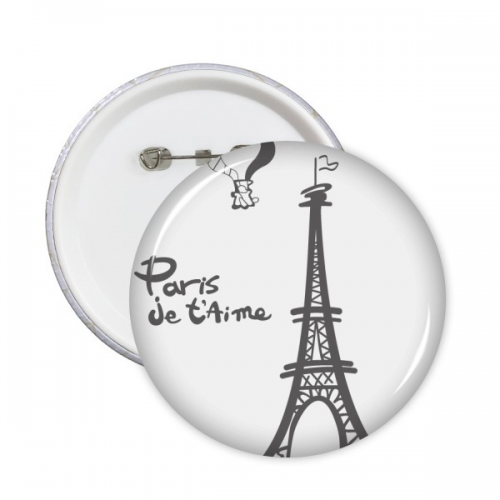 Line Drawing Eiffel Tower Outline France Paris Round Pins Badge Button Clothing Decoration  5pcs