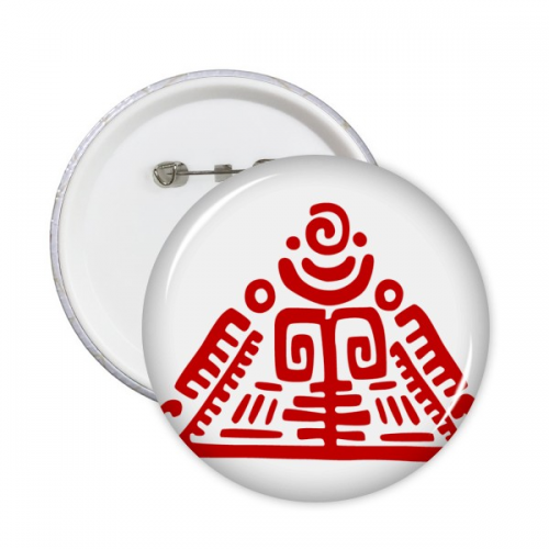Mexico Totems Mexican Pyrad Ancient Civilization Round Pins Badge Button Clothing Decoration  5pcs