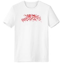 Happy Valentine's Day Red White Hearts Arrow Illustration Pattern Paintbrush Crew-Neck White T-shirt Tagless Comfort Sports T-shirts 