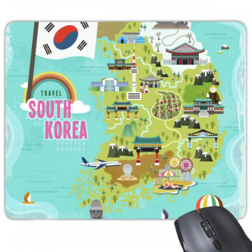 South Korea Map Landmarks Mouse Pad Non-Slip Rubber Mousepad Game Office