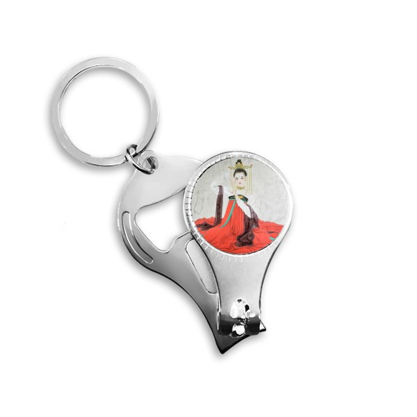 Classical Beauty Chinese Style Watercolor Key Chain Ring Multi-function Nail Clippers Bottle Opener Gift