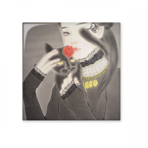 beauty black cat chinese style watercolor cerac tile glossy decal ged brick adorn st beauty black cat chinese style watercolor cerac tile glossy decal ged brick adorn st