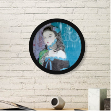 Blue ClassicalChinese Style Watercolor Round Decoration Frame Art Exhibition Painting Home Wall Decor