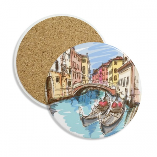 italy venice landscape watercolour painting coaster cup mug tabletop protection absorbent st