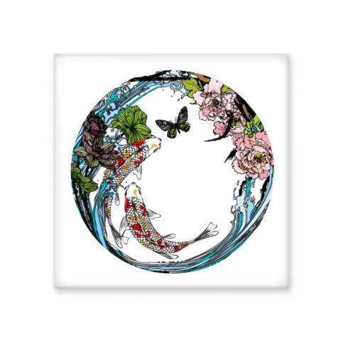 鲤鱼荷花蝴蝶纹样 厨房浴室瓷砖墙面装饰创意瓷砖