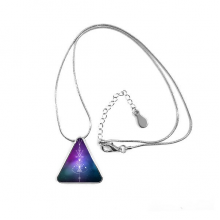 Universe Symbol Totem Pattern Alien Triangle Shape Pendant Necklace Jewelry With Chain Decoration 