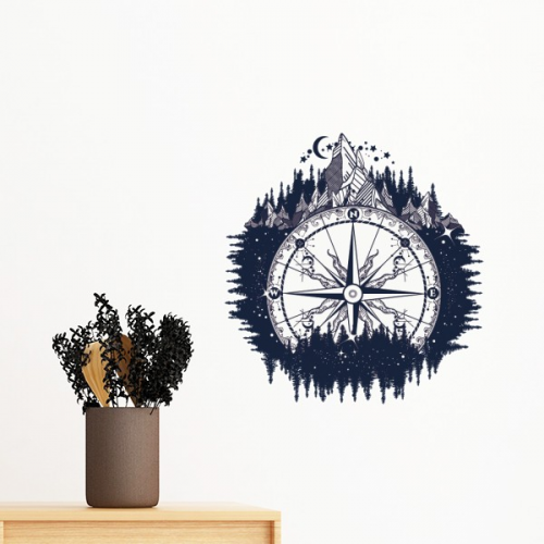  compass iceberg art pattern removable wall sticker art decals mural diy wallpaper for room decal