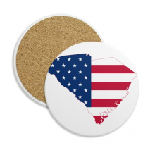 南卡罗来纳州美国地图星条旗美国国旗 圆形杯垫水杯隔热垫2片装礼品礼物