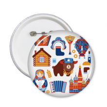 Russia National Symbol Landmark  Pattern Round Pins Badge Button Emblem Accessory Decoration 5pcs