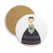 韩国妇女传统服饰习俗 圆形陶瓷杯垫水杯隔热垫2片装礼品礼物