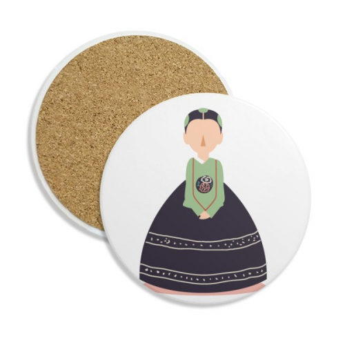 韩国妇女传统服饰习俗 圆形陶瓷杯垫水杯隔热垫2片装礼品礼物