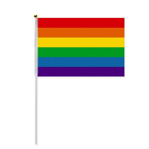 Rainbow Gay Lesbian Bisexuals Support Hand Waving Flag 8x5 inch Polyester Sport Event Procession Parade 4pcs